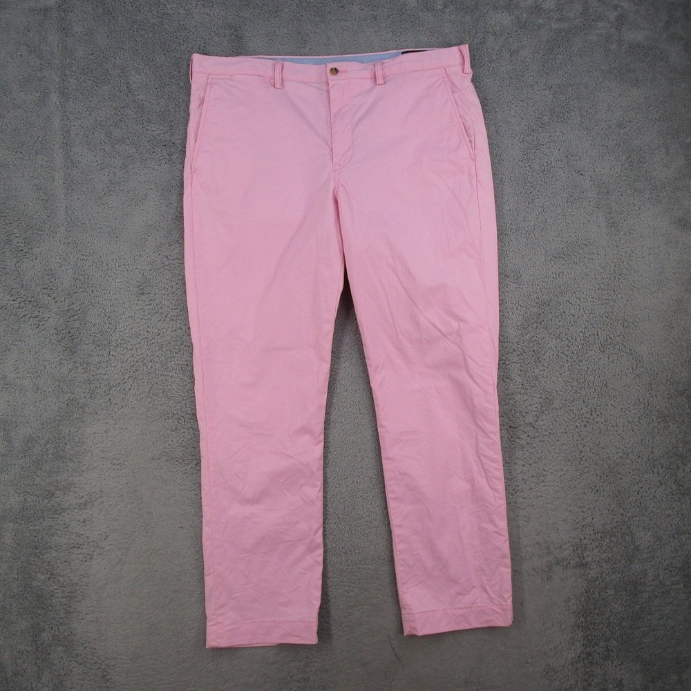 Polo Ralph Lauren Mens 40x32 Pink Stretch Straight Fit Cotton Chino Pants